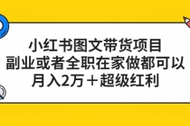 小红书图文带货项目，副业或者全职在家做都可以，月入2万＋超级红利-冒泡网