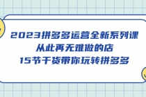 2023拼多多运营全新系列课，从此再无难做的店，15节干货带你玩转拼多多-冒泡网