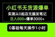 小红书无货源爆单 实测从0起店无脑发笔记 日入500+爆单3000+长期项目可多店-冒泡网