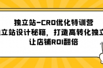 独立站-CRO优化特训营，独立站设计秘籍，打造高转化独立站，让店铺ROI翻倍-冒泡网