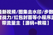 最新视频/图集去水印/步数/王者战力/红包封面等 带流量主(小程序源码+教程)-冒泡网