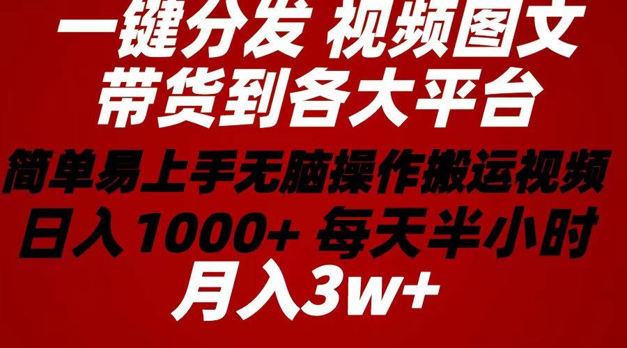 2024年 一键分发带货图文视频  简单易上手 无脑赚收益 每天半小时日入1…-冒泡网