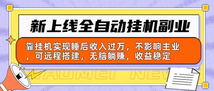 新上线全自动挂机副业：靠挂机实现睡后收入过万，不影响主业可远程搭建…-冒泡网