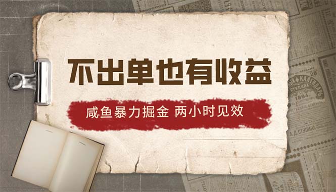 2024咸鱼暴力掘金，不出单也有收益，两小时见效，当天突破500+-冒泡网