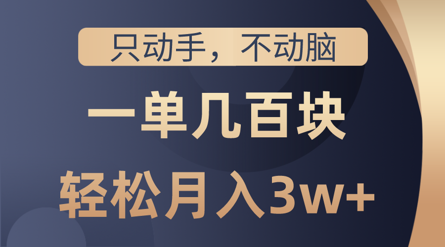 只动手不动脑，一单几百块，轻松月入3w+，看完就能直接操作，详细教程-冒泡网