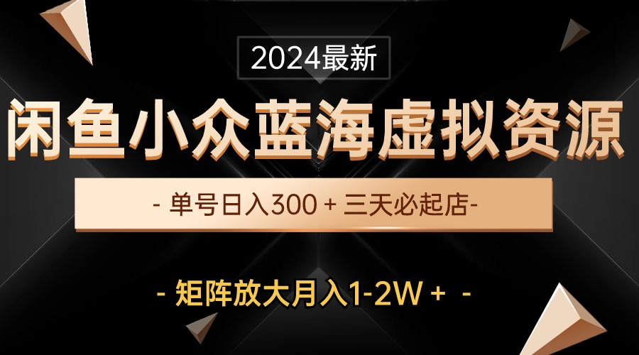 最新闲鱼小众蓝海虚拟资源，单号日入300＋，三天必起店，矩阵放大月入1-2W-冒泡网