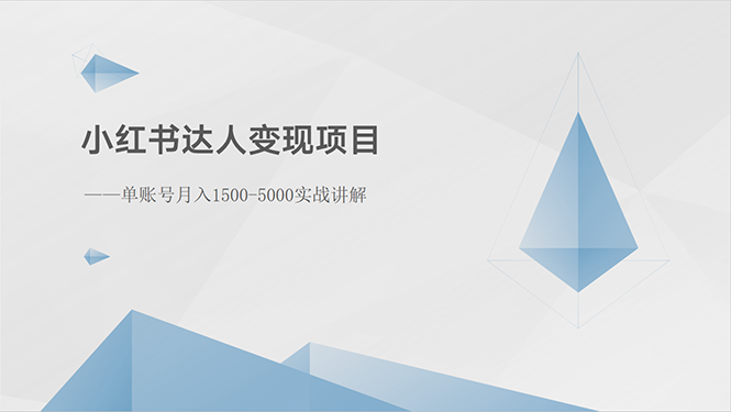 小红书达人变现项目：单账号月入1500-3000实战讲解-冒泡网