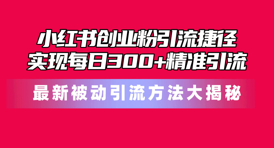 小红书创业粉引流捷径！最新被动引流方法大揭秘，实现每日300+精准引流-冒泡网