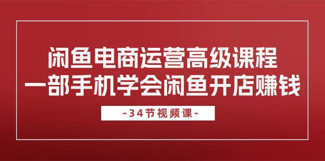 闲鱼电商运营高级课程，一部手机学会闲鱼开店赚钱-冒泡网