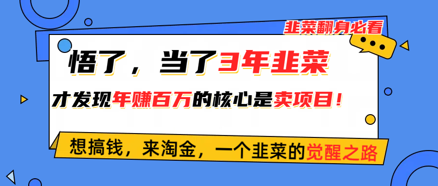 悟了，当了3年韭菜，才发现网赚圈年赚100万的核心是卖项目，含泪分享！-冒泡网