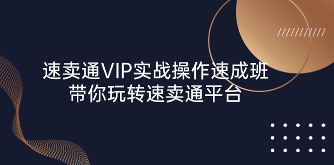 速卖通 VIP实战操作-速成班，带你玩转速卖通平台-冒泡网