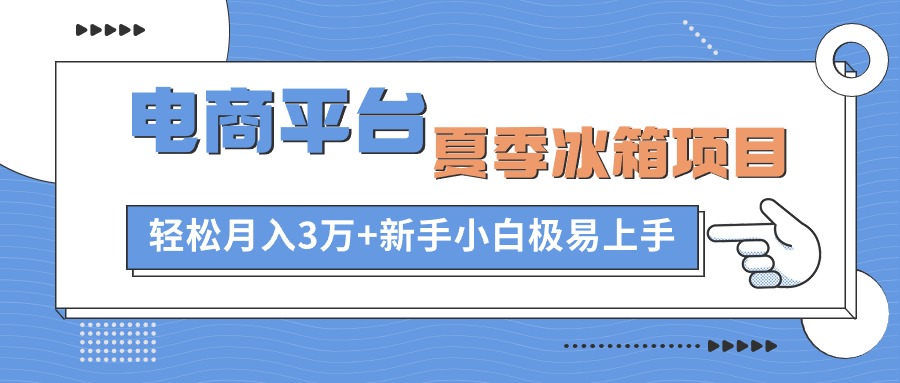 电商平台夏季冰箱项目，轻松月入3万+，新手小白极易上手-冒泡网