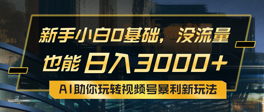 小白0基础，没流量也能日入3000+：AI助你玩转视频号暴利新玩法-冒泡网