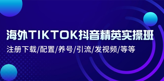 海外TIKTOK抖音精英实操班：注册下载/配置/养号/引流/发视频/等等-冒泡网