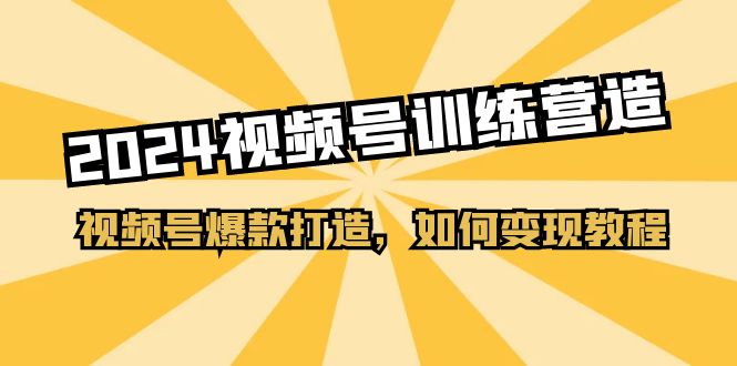 2024视频号训练营，视频号爆款打造，如何变现教程-冒泡网