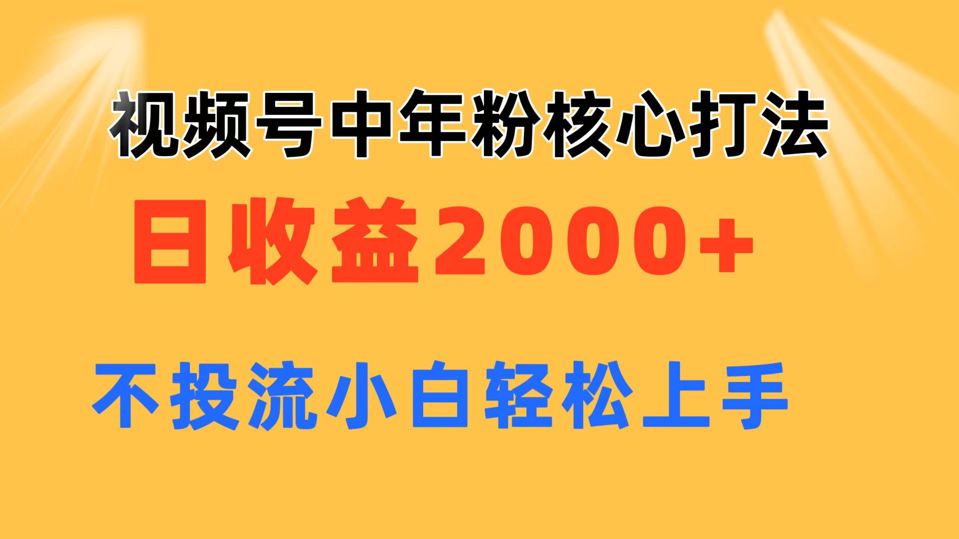 视频号中年粉核心玩法 日收益2000+ 不投流小白轻松上手-冒泡网