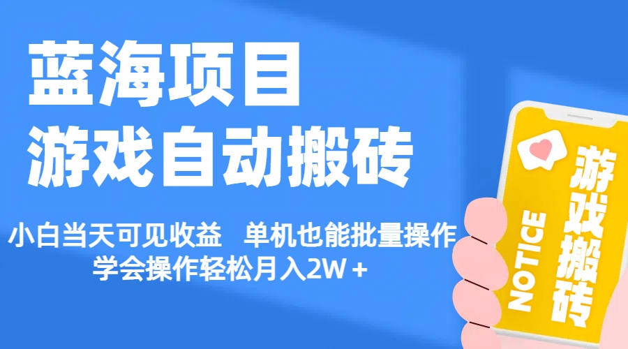 【蓝海项目】游戏自动搬砖 小白当天可见收益 单机也能批量操作 学会操…-冒泡网