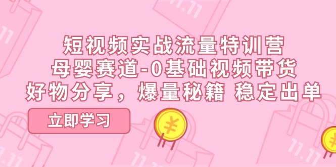 短视频实战流量特训营，母婴赛道-0基础带货，好物分享，爆量秘籍 稳定出单-冒泡网