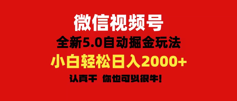 微信视频号变现，5.0全新自动掘金玩法，日入利润2000+有手就行-冒泡网