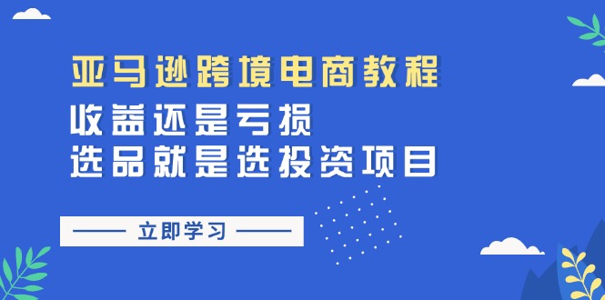 亚马逊跨境电商教程：收益还是亏损！选品就是选投资项目-冒泡网